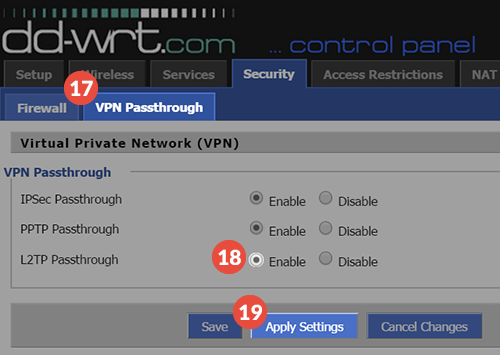 How to set up L2TP VPN on DD-WRT Routers: Step 3