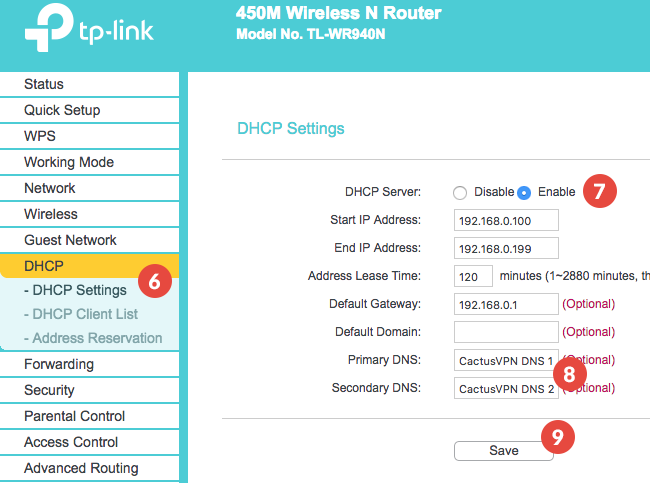 How to set up Smart DNS on TP-Link router (interface 2): Step 2