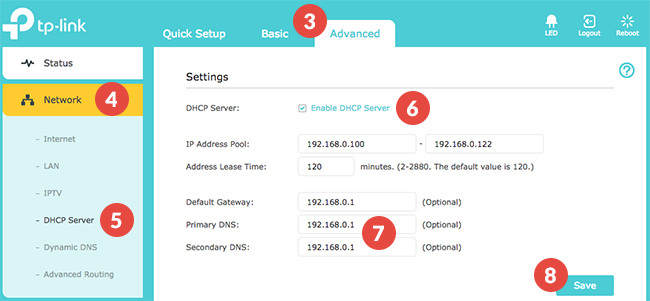 How to set up Smart DNS on TP-Link router (interface 1): Step 1