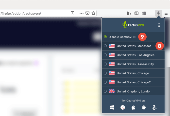How to set up CactusVPN Extension for Firefox: Step 5