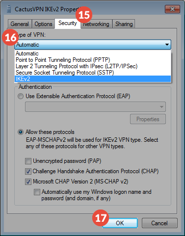 How to set up IKEv2 VPN on Windows 7: Step 10