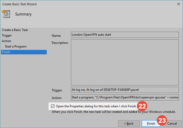 How to autostart OpenVPN GUI on Windows: Step 13