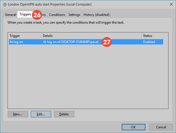 How to autostart OpenVPN GUI on Windows: Step 15