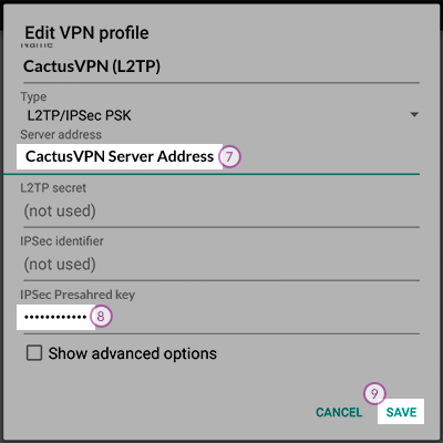 Android Lollipop L2TP VPN Setup: Step 6