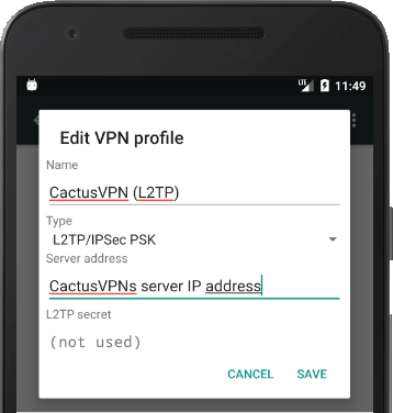 How to set up L2TP VPN on Android Marshmallow: Step 6