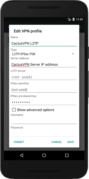 How to set up L2TP VPN on Android Nougat: Step 6