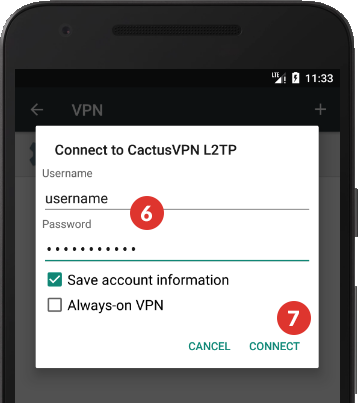 How to set up L2TP VPN on Android Nougat: Step 7