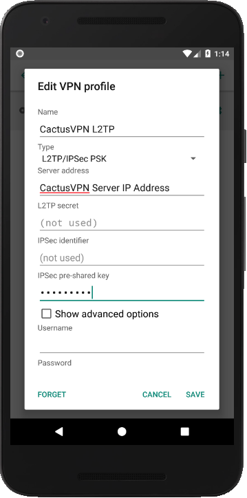 How to set up L2TP VPN on Android Oreo: Step 6