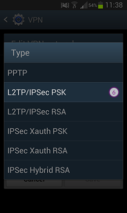 How to set up L2TP VPN on Android KitKat: Step 6