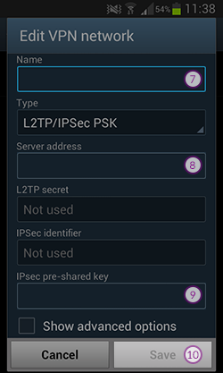 How to set up L2TP VPN on Android KitKat: Step 7