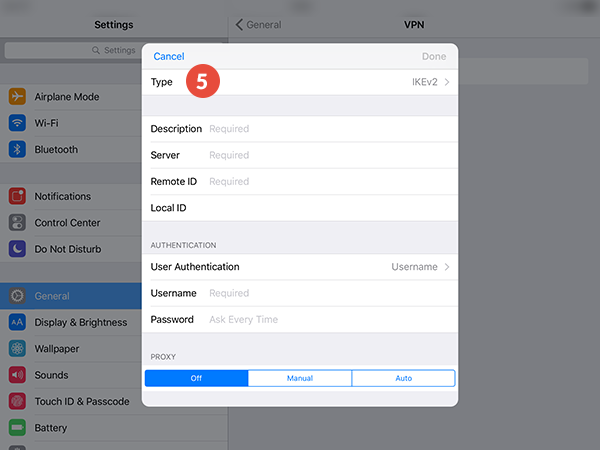 How to set up L2TP VPN on iPad: Step 4