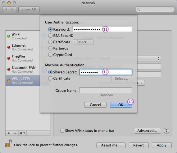 How to set up L2TP VPN on macOS: Step 6