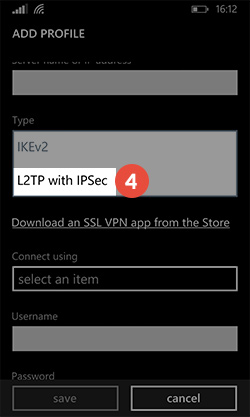 How to set up L2TP VPN on Windows Phone: Step 4