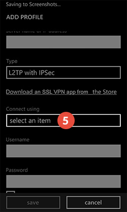 How to set up L2TP VPN on Windows Phone: Step 5