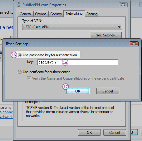 How to set up L2TP VPN on Windows Vista: Step 6