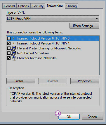How to set up L2TP VPN on Windows Vista: Step 6