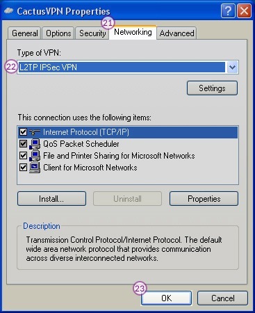 How to set up L2TP VPN on Windows XP: Step 12