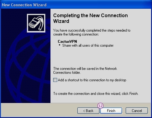 How to set up L2TP VPN on Windows XP: Step 8