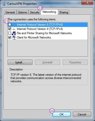 How to set up L2TP VPN on Windows 7: Step 12