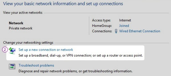 How to set up L2TP VPN on Windows 8: Step 2