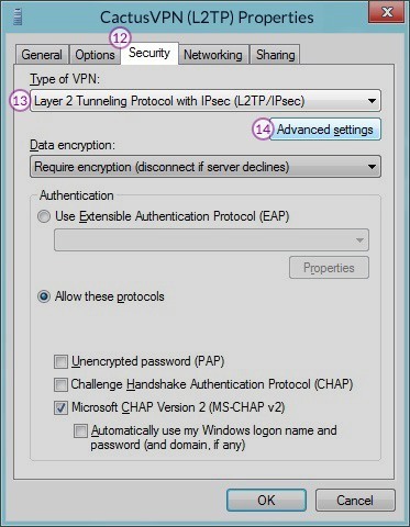 How to set up L2TP VPN on Windows 8: Step 8