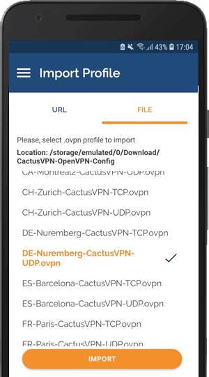 How to set up OpenVPN  on Android: Step 5