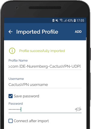 How to set up OpenVPN  on Android: Step 6