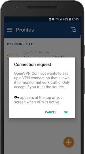 How to set up OpenVPN  on Android: Step 8