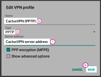 How to set up PPTP VPN on Android Lollipop: Step 5