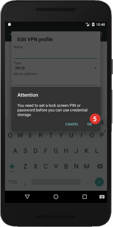 How to set up PPTP VPN on Android Marshmallow: Step 5