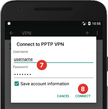 How to set up PPTP VPN on Android Marshmallow: Step 8