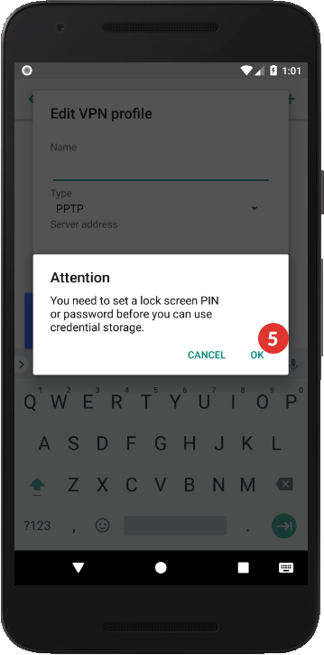 How to set up PPTP VPN on Android Oreo: Step 5