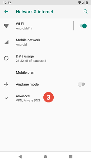 How to set up PPTP VPN on Android Pie: Step 3