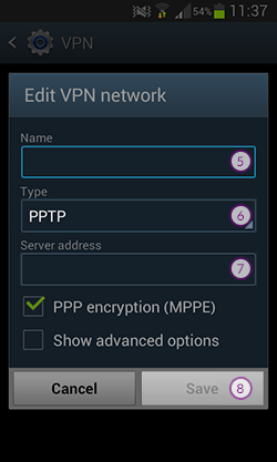 How to set up PPTP VPN on Android KitKat: Step 5
