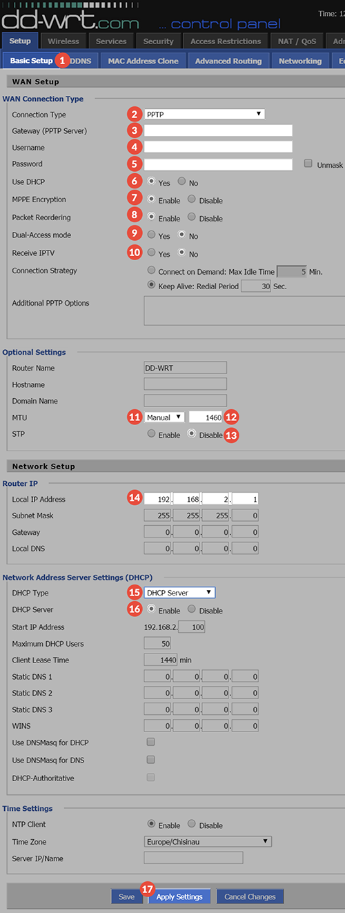 How to set up PPTP VPN on DD-WRT Routers: Step 1