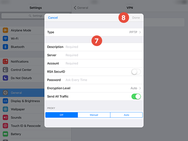 iPad PPTP VPN Setup: Step 6