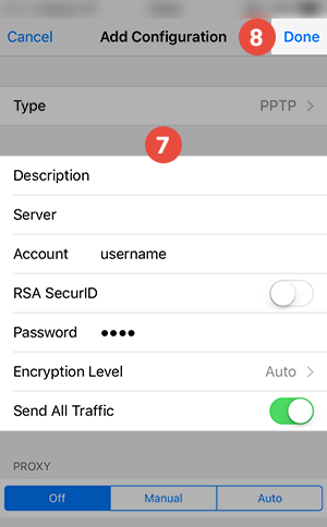 How to set up PPTP VPN on iPhone: Step 7