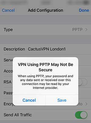 How to set up PPTP VPN on iPhone: Step 8