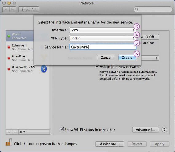 How to set up PPTP VPN on macOS: Step 3