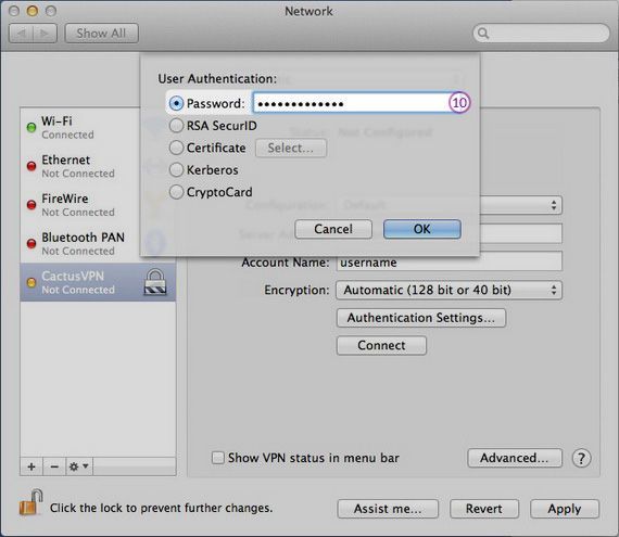 How to set up PPTP VPN on macOS: Step 5