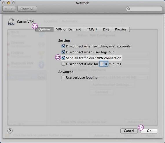 How to set up PPTP VPN on macOS: Step 7
