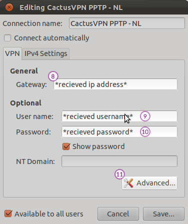 How to set up PPTP VPN on Ubuntu: Step 3