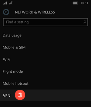 How to set up PPTP VPN on Windows 10 mobile: Step 3