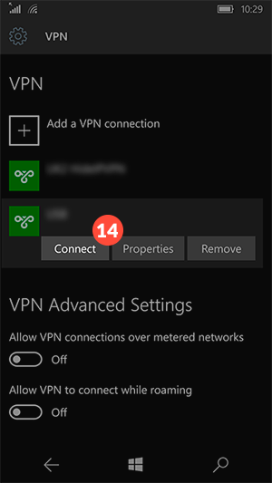 How to set up PPTP VPN on Windows 10 mobile: Step 6