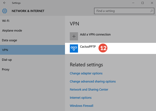 How to set up PPTP VPN on Windows 10: Step 4