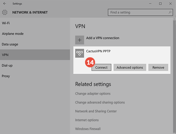 How to set up PPTP VPN on Windows 10: Step 6