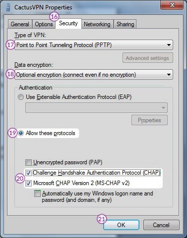 How to set up PPTP VPN on Windows 7: Step 10