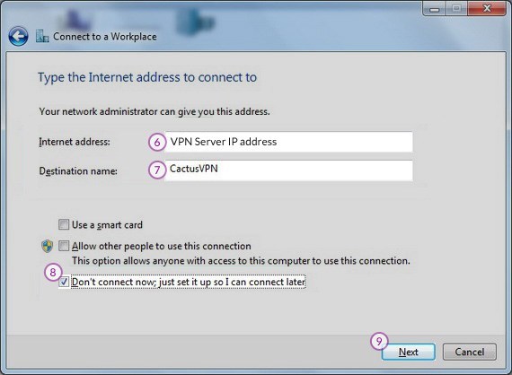 How to set up PPTP VPN on Windows 7: Step 5