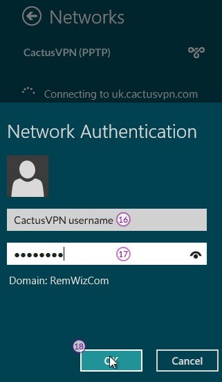 How to set up PPTP VPN on Windows 8: Step 10