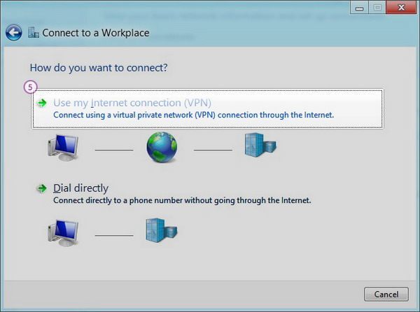 How to set up PPTP VPN on Windows 8: Step 4